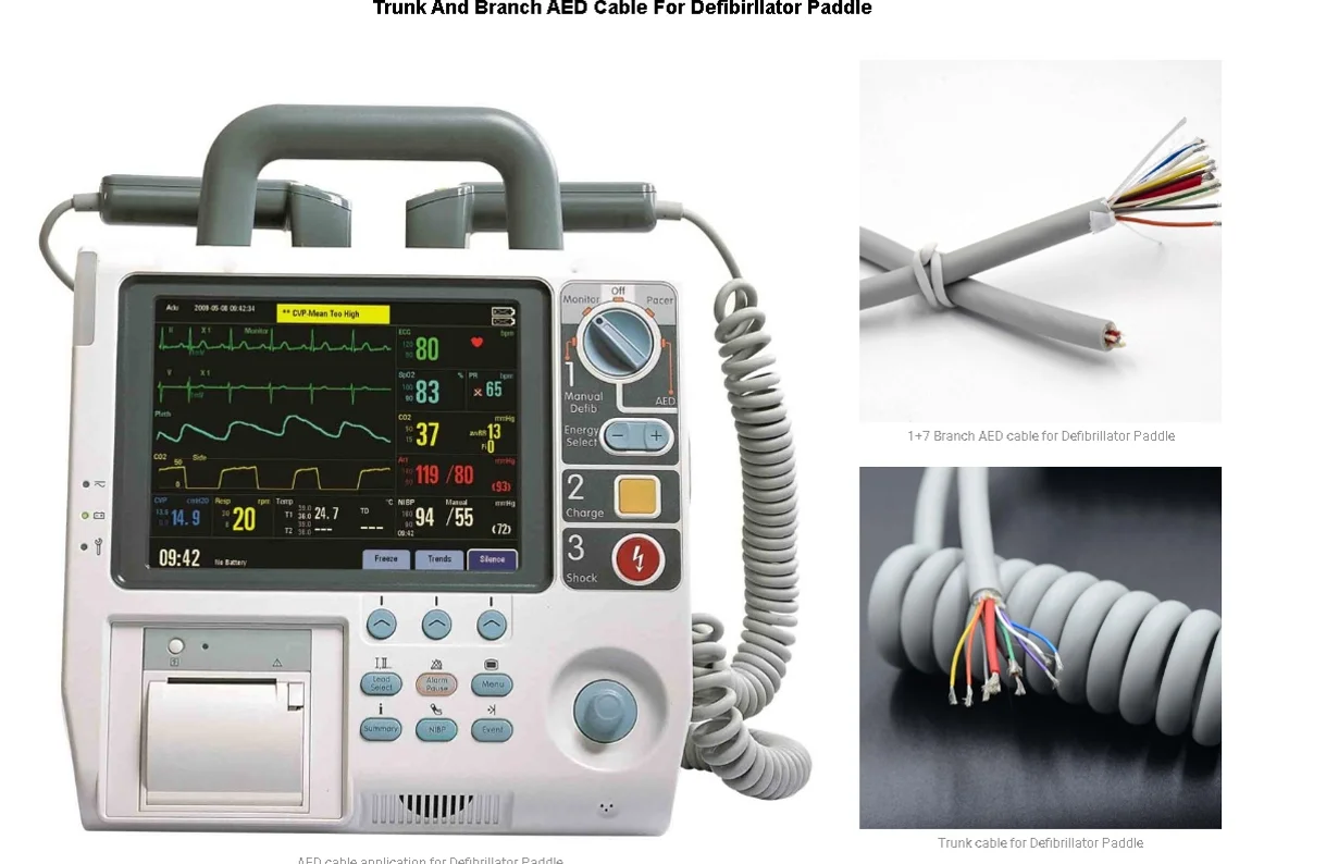 Flexible Coiled Cable Defibrillator Cable with Medical TPU Jacket
