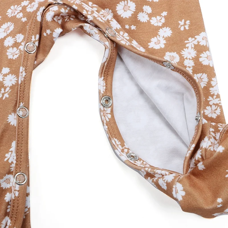 
OEM Бутик детский комбинезон для младенцев и малышей детский весенне-летний комбинезон с длинным рукавом и цветочным принтом на шнуровке для девочек 