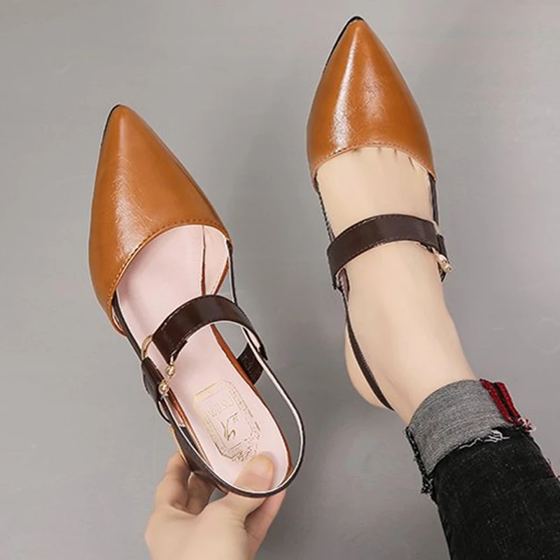 Fashion Summer New Women Office High Heels Casual Shoes Pointed Chunky Heel  Large Size Chaussures Femmes Sandale