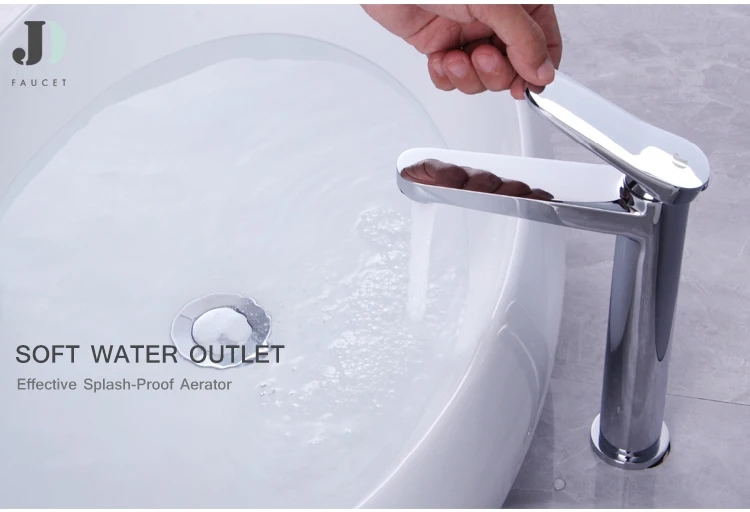 Grifo monomando cromado para lavabo alto de baño