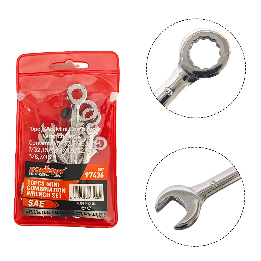 20 Parça Mini Açık Uçlu ve Kutu Uçlu Anahtar Seti Metrik 4-11mm ve