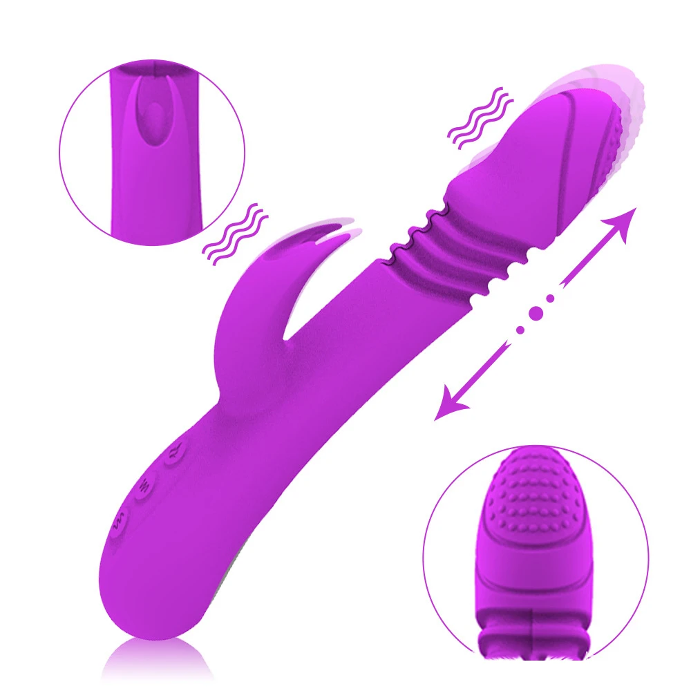 360 Rotierender Hasen-Vibrator zur Klitoris-Stimulation und  G-Punkt-Stimulation mit Heizfunktion, Rotierender Stovibrator fr Frauen