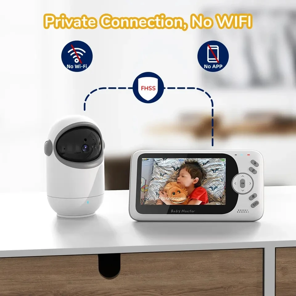 4.3inch Night Vision Babyphone Camera wireless Baby Monitor with Remote Pan/tilt Two Way talking camera