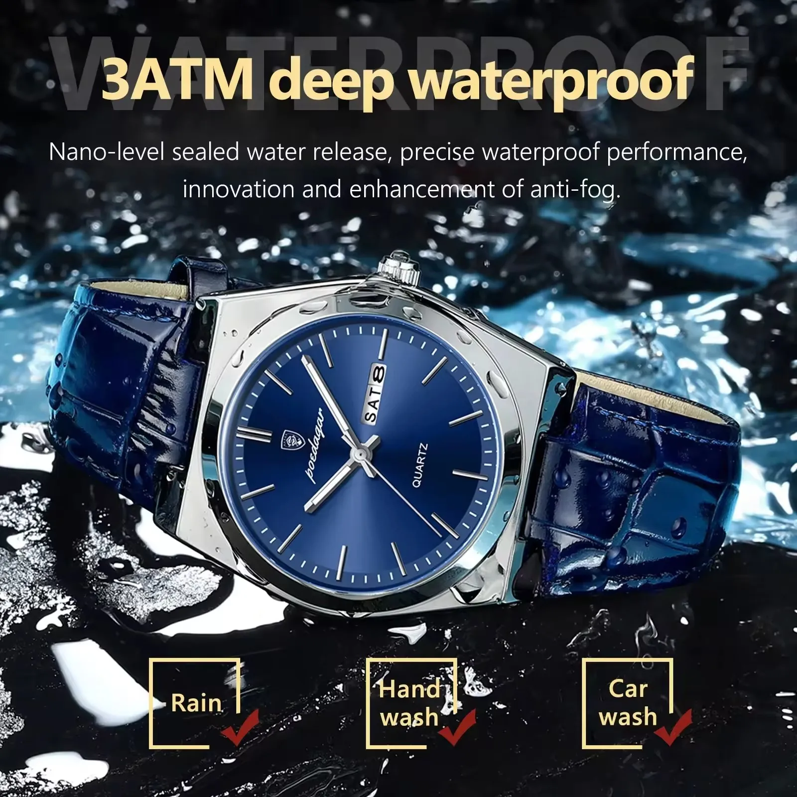 POEDAGAR 930 Men's Luxury Leather Watch