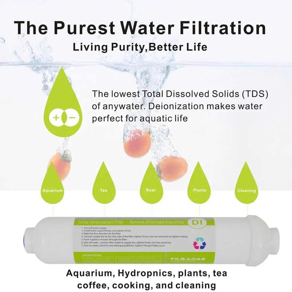 Inline Deionization(di) Water Filter 10" X 2" For Under Sink Reverse