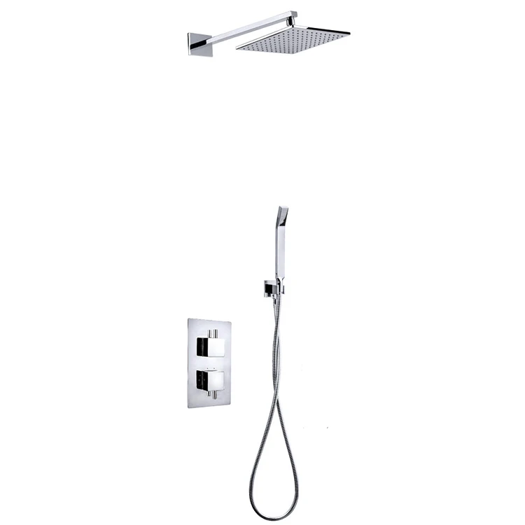 Modern Brass Square Dual Function Concealed Thermostatic Shower System