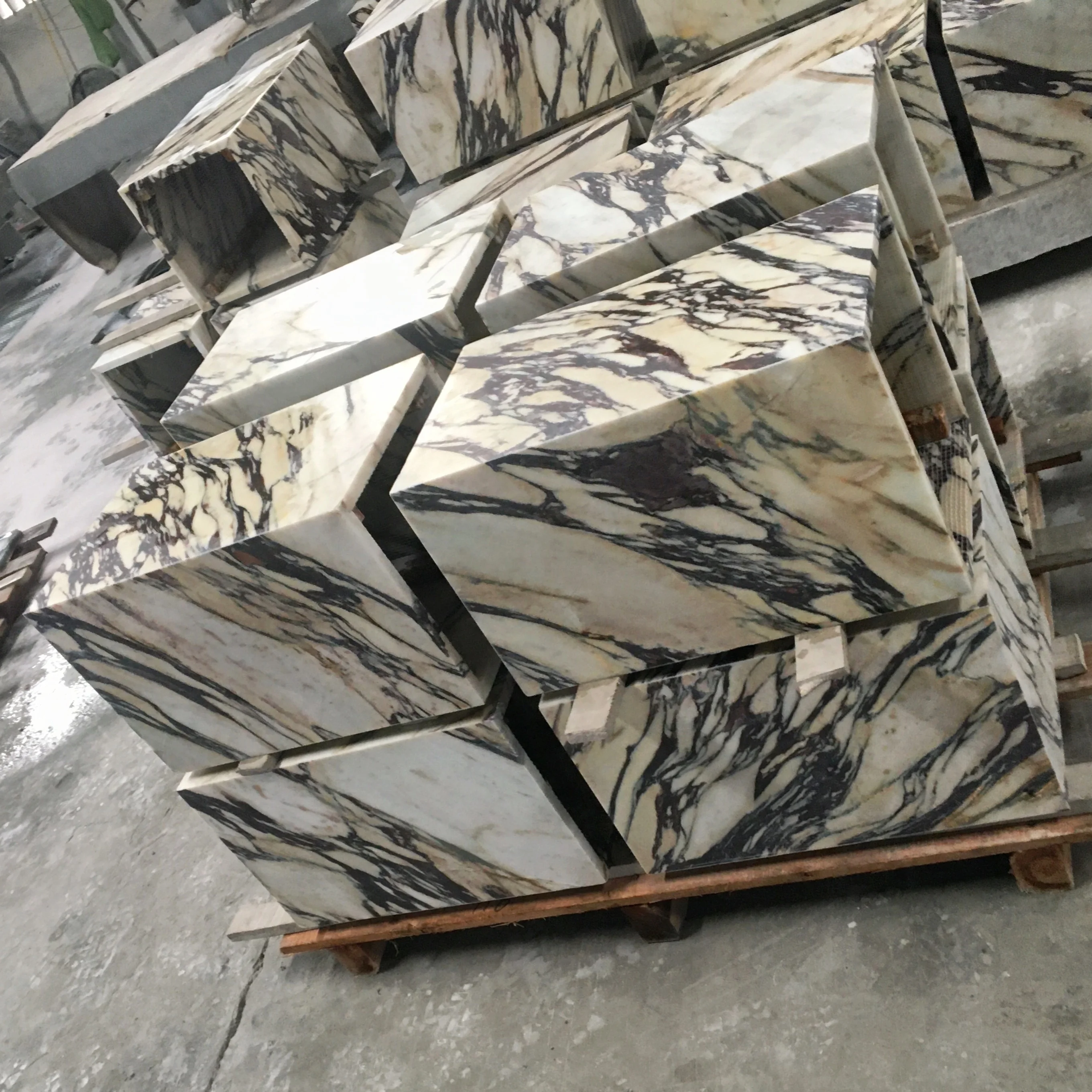 SH STONE Natural Stone Design Calacatta Violet Hotel Coffee Table With Purple Veins Side Table Luxury Viola Marble Plinth