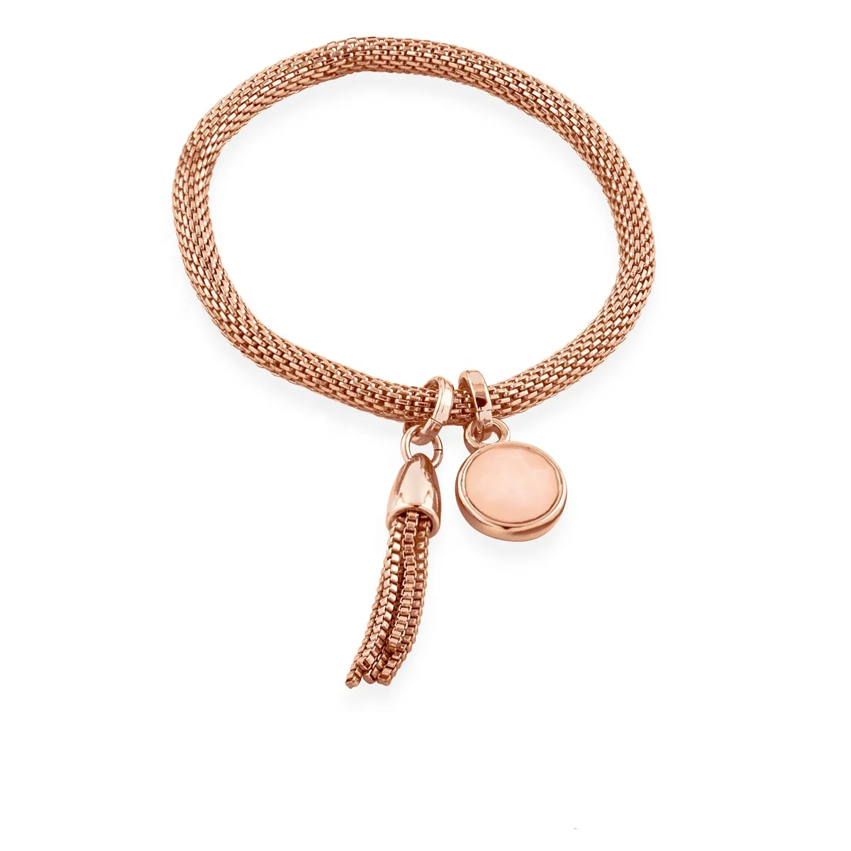 Faceted Trendy Men Gift Unisex Rose Quartz Semi-Precious Stone Bracelet