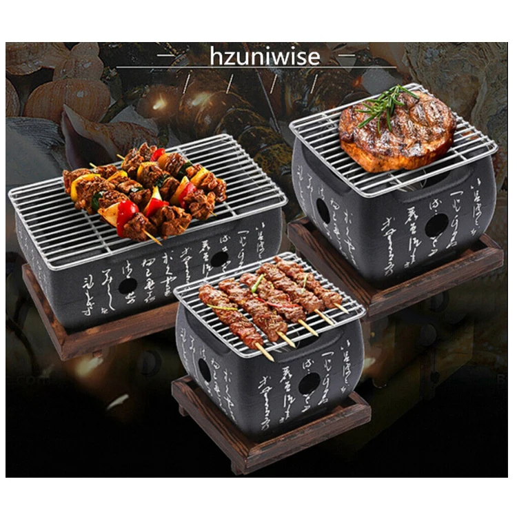 9cm Barbecue de table traditionnel japonais Hibachi Barbecue portable à charbon avec plaque de cuisson anti-adhésive 12 12 Small 