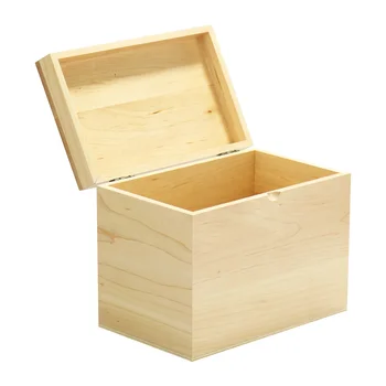 custom unfinished pine wooden craft packaging boxes camping storage box with wooden lid storage box