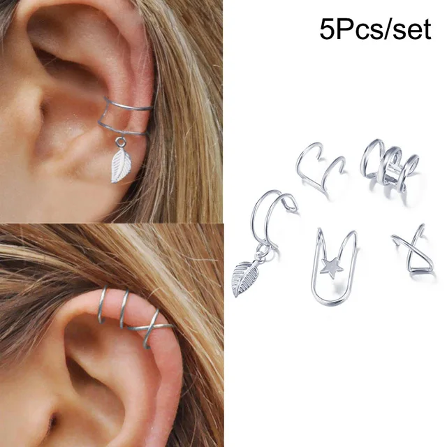14 Faux Piercings Oreille Clip Cartilage - Acier Inoxydable Argent & Or - Sans Perçage
