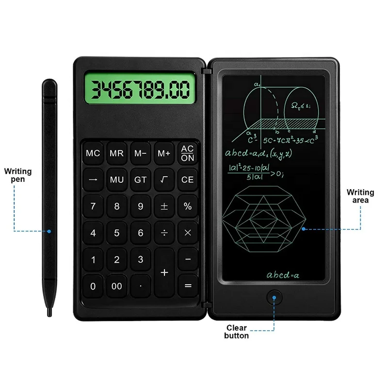 Solar Scientific Calculator With LCD Notepad Professional Portable Foldable Calculator With Pen Notepad