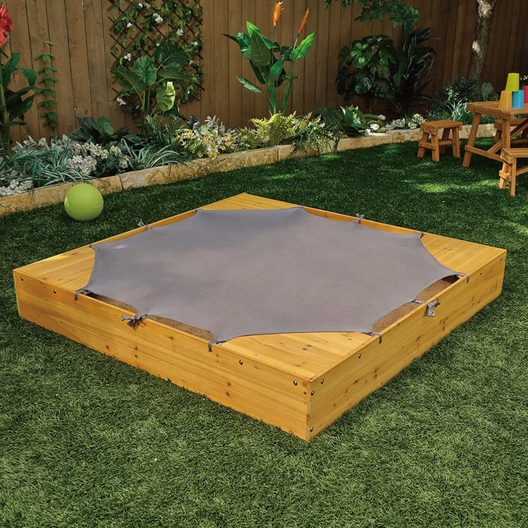 Outdoor Wood Kids Square Wooden Sandpit Garden Playground Children Sandbox for Sale