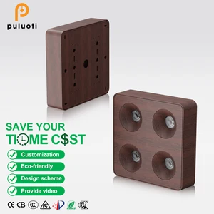 Modern Nordic Walnut Wood 48W Walnut Spotlight Aluminum Square Surface Mounted 4-Head 3000K 3500K 4000K 220V Led Spot Light