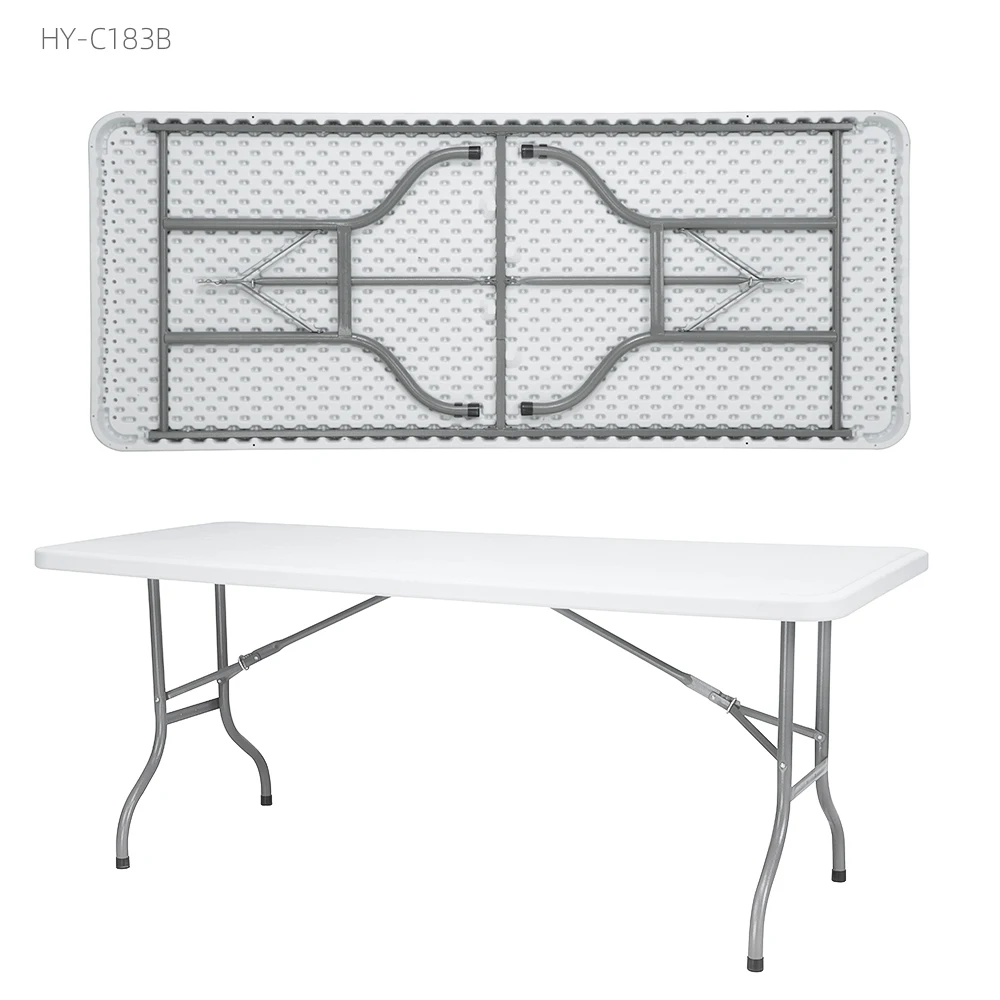 
 6 футов, складной стол, обеденный стол, низкая цена, пластиковый стол для улицы, 6 человек, Современный серый/черный Dia25; Dia19 ISO9001 200 кг  