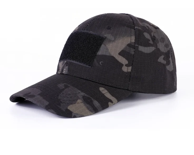 军用迷彩军用棒球帽,配有定制尼龙补丁