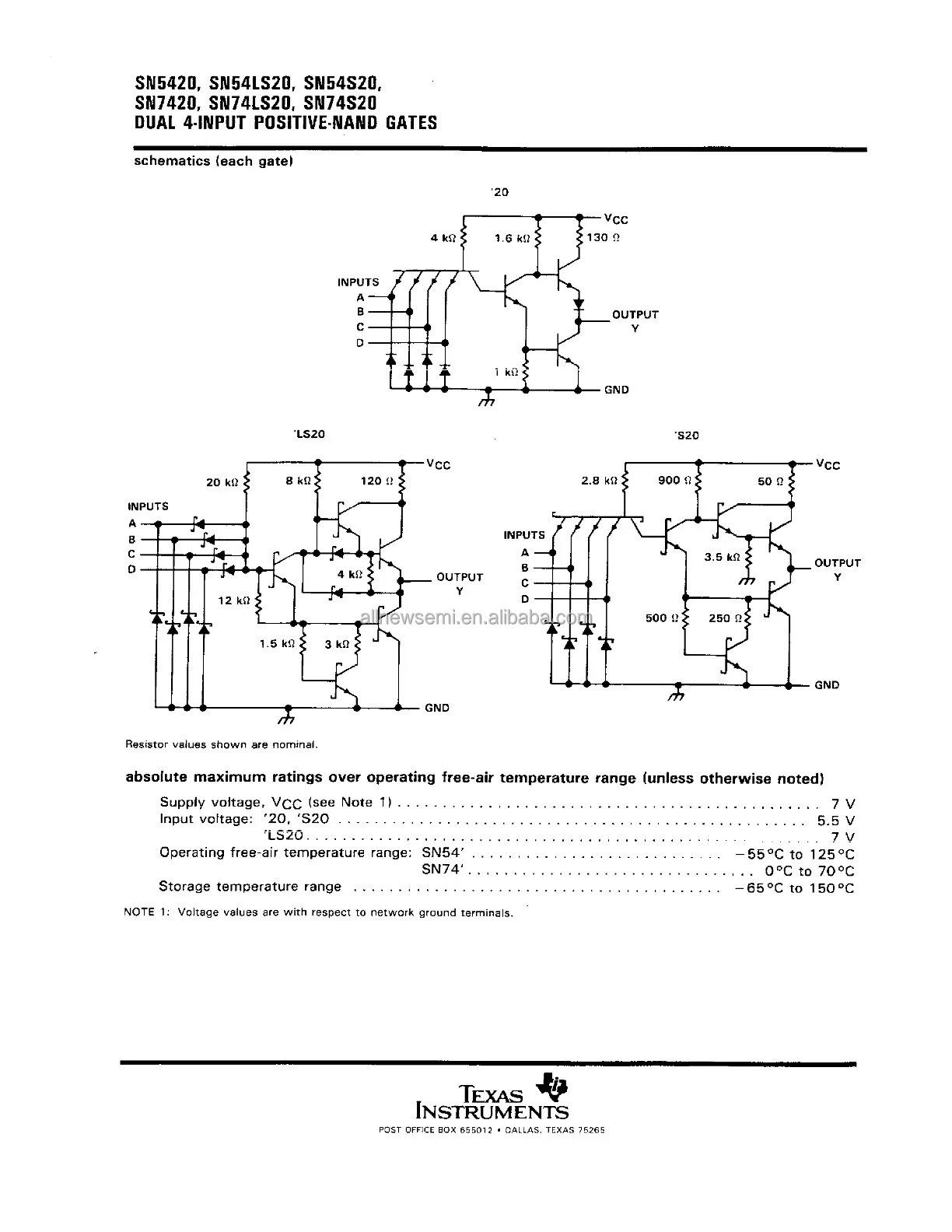 SNJ54LS20J 2