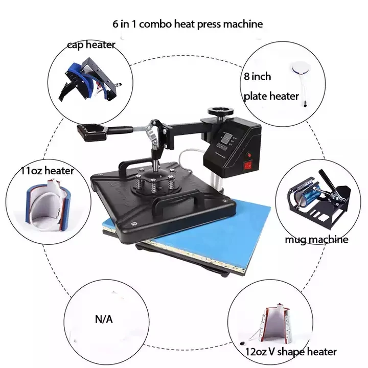 8 In 1 Mugs Cup T Shirt Printing Machine Combo Heat Press Machine ...