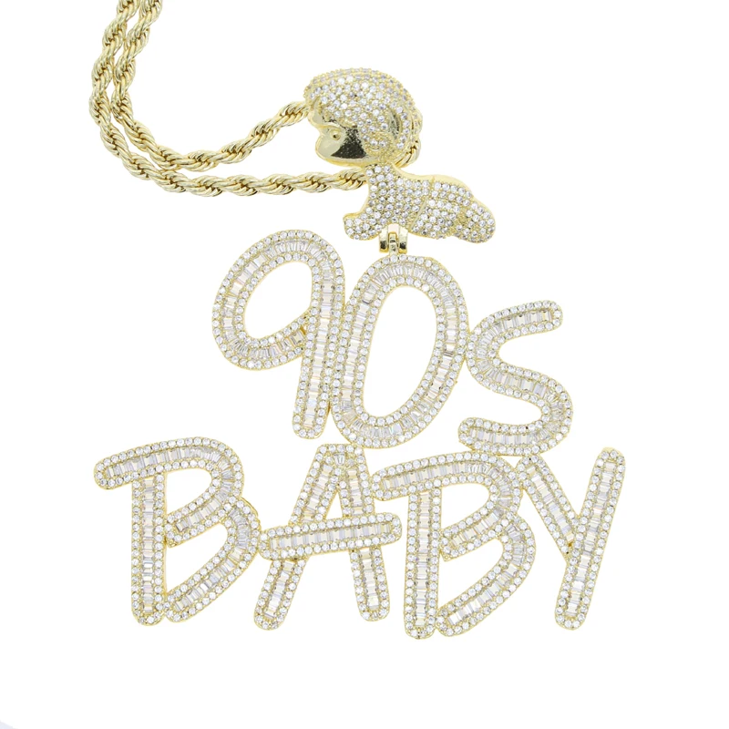90S BABY Pendant Necklace - Micro Pave Iced Out Bling