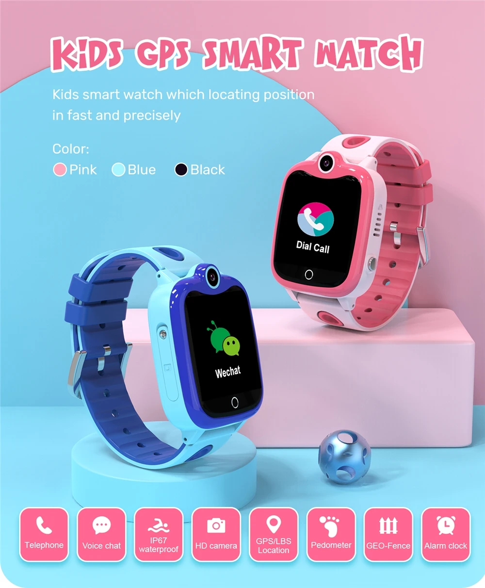Q12 Kids Smart Watch With Sim Card Ip67 Waterproof Sos Camera