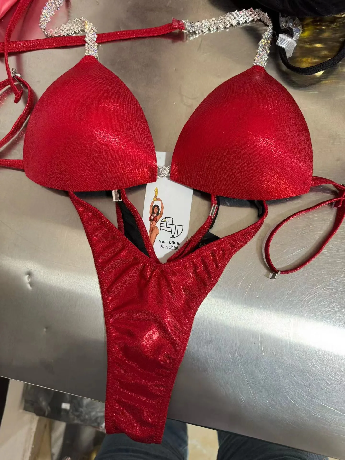 Glitter CBBA Bodybuilding Bikini Summer Pool Party Nightclub Stage Catwalk Dress Stage Catwalk Pool Party Club Bar Wear