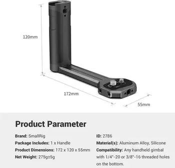 SmallRig Aluminum Side Handle Fits for DJI Ronin-S/SC/RS 2/RSC 2/RS 3/RS 3 Pro/RS 3 Mini & for ZHIYUN Crane 2S/2/V2 & for MOZA product image