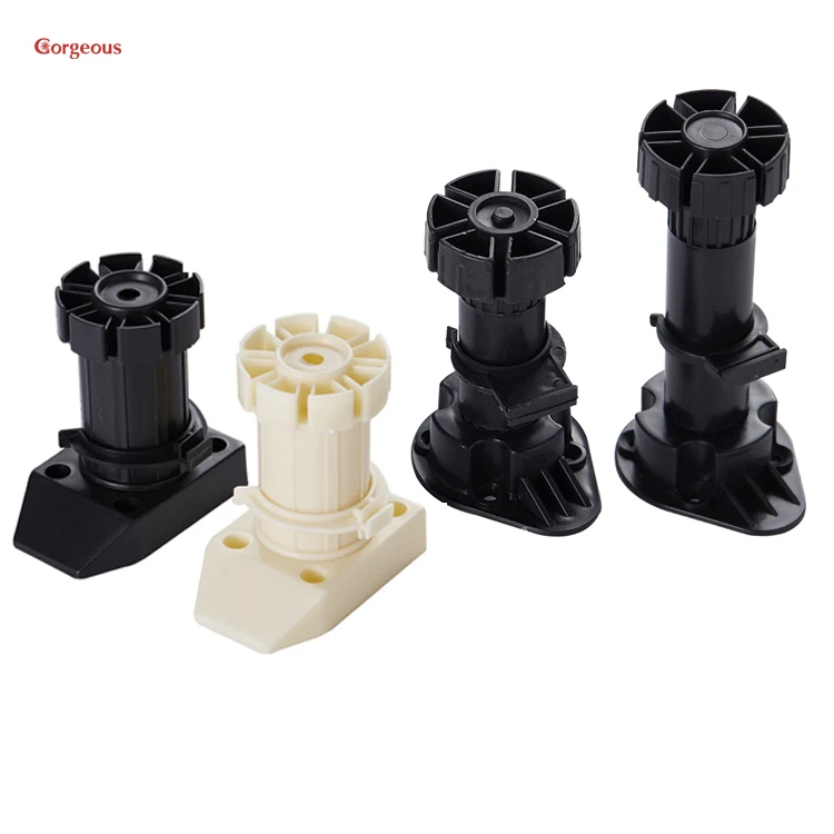 Sofa Pp Kitchen Feet Rubber Support Cabinet Furniture Bed Legs Leveling Feet Plastic Leg Adjustable Base Plastic Modern Black