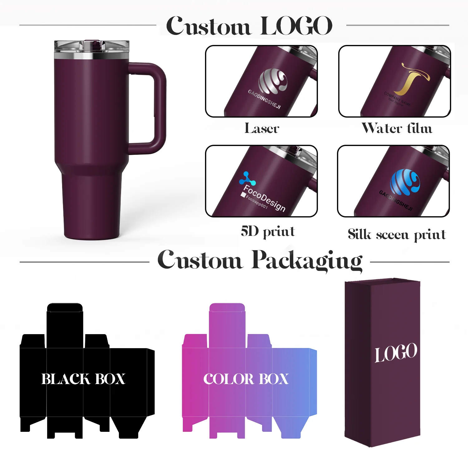 Custom 40 Oz Insulated Double Wall Stainless Steel Patent Lid Tumbler With Handle Travel Coffee Mug for Office Gift Set factory