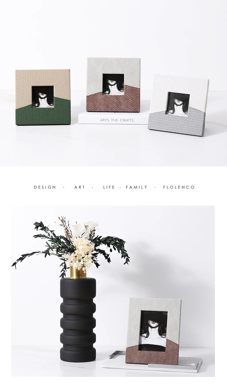 New Modern Creative Color Matching Woven Leather Photo Frame Model Room ...