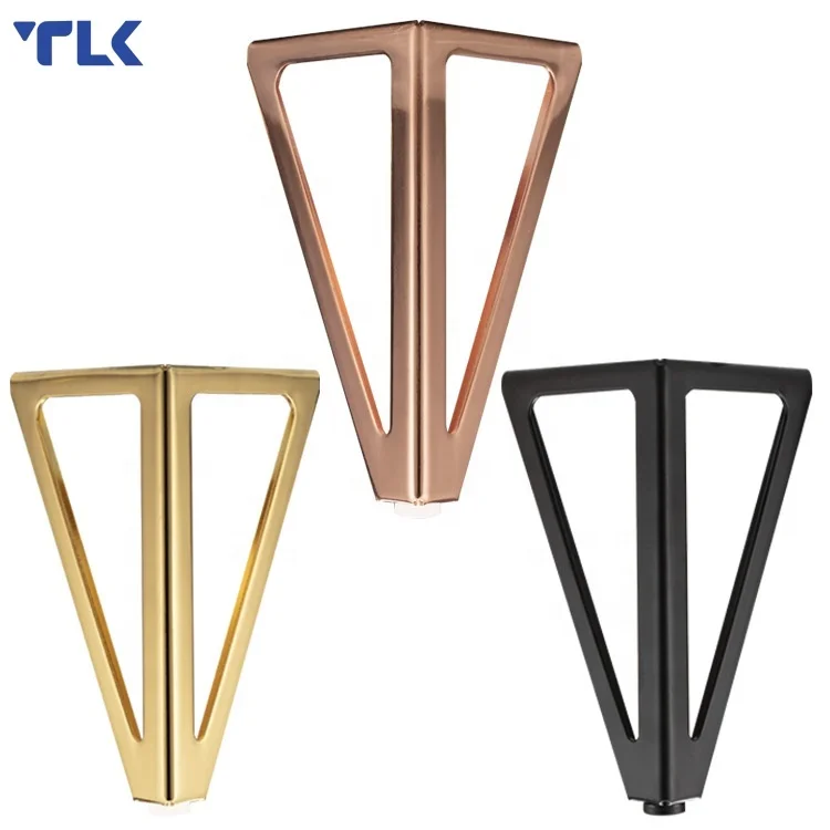 Decorative Coffee Table Triangle Chrome Feet Replacement Sofa Leg Furniture Support Leg For TV Cabinet