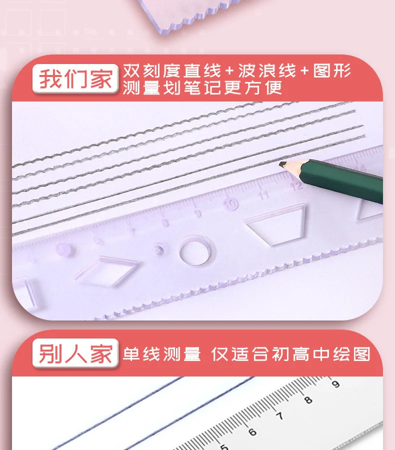 7-Piece High-Appealing Multifunctional Student Stationery Set Primary School Essential with Compasses Rulers Erasers