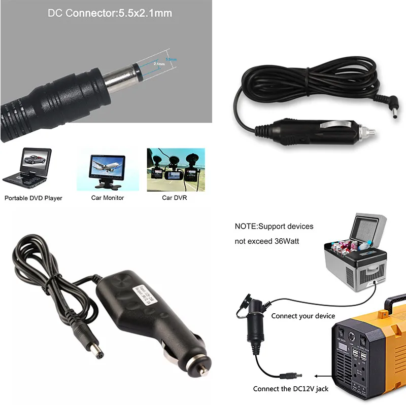 Super Quality Cigar Power Supply Adapter Plug Car Cigarette Lighter Charger To Dc5521 Connector Dc Cable 9