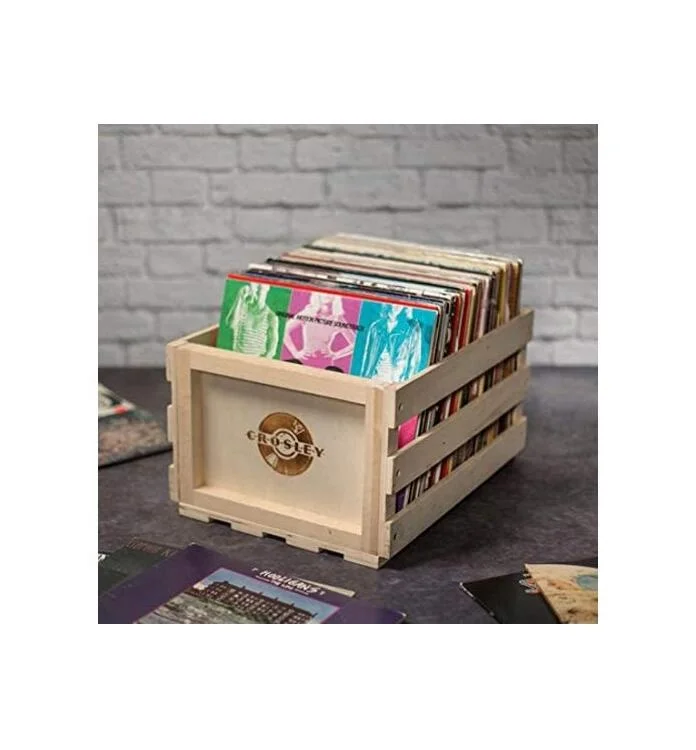 Caisse De Rangement Vinyle Sur Roues - Pour 100 Albums - Bois Avec Housse Toile