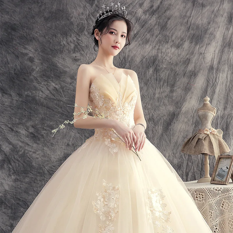 Bride New Champagne Color Pregnant Woman Plus Size Forest Super Fairy Tulle  Wedding Dress| Alibaba.com