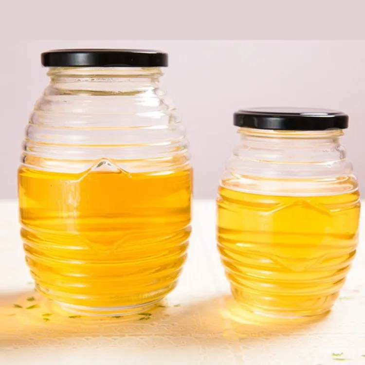 DD1839  Empty 16 32 oz Screw Glass Bee Storage Dispenser Jam Airtight Lid Bottle Pot Container Thread Beehive Honey Mason Jar