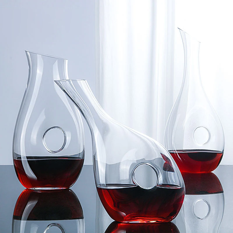 Samyo Creative Handle Snail Shaped Custom Clear Luxury Crystal Glass Small Red Wine Decanter With Hole