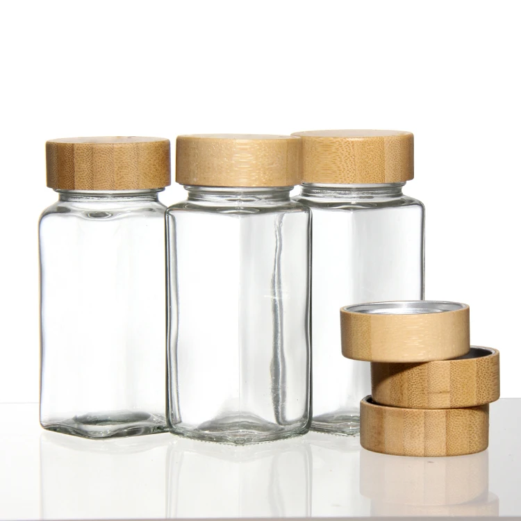 Simple Houseware Spice Jars 4 Ounce Square Bottles w/label, 12 Pack