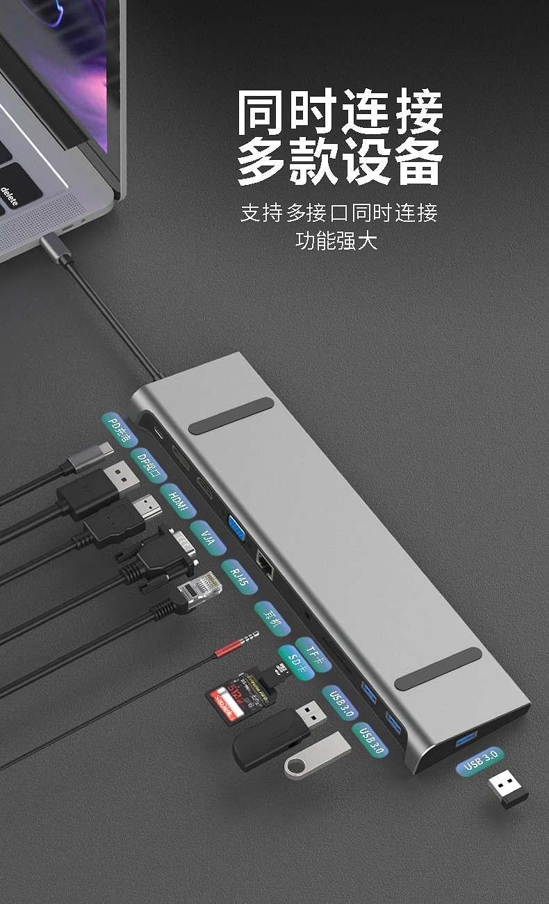 Док-станция 11 в 1 usb 3 0 4k uhd rj45