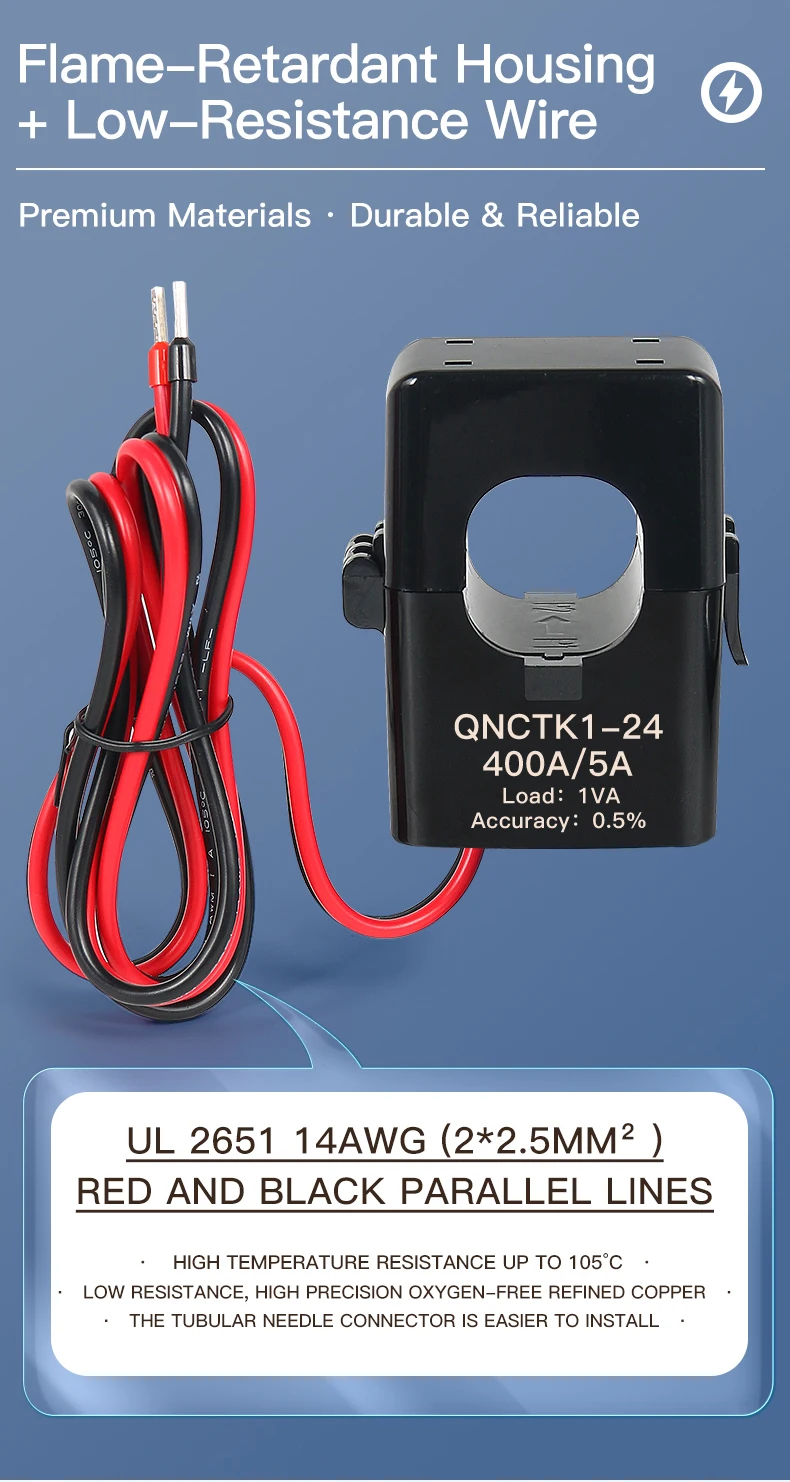 Split Core Current Transformer QNCTK1-36 300/5 400/5 500A 600A 5A 0.5 Class Current Sensor Open Type Current Transducer Clamp Ct