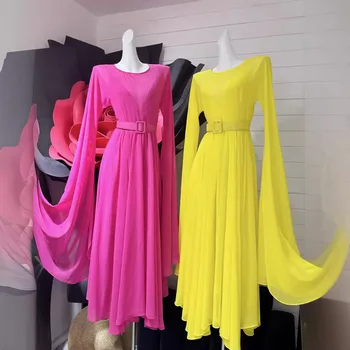 Summer Oversized Chiffon Dress with Sleeveless French Design Simple Style Long Vacation Appropriate for Club for All Seasons