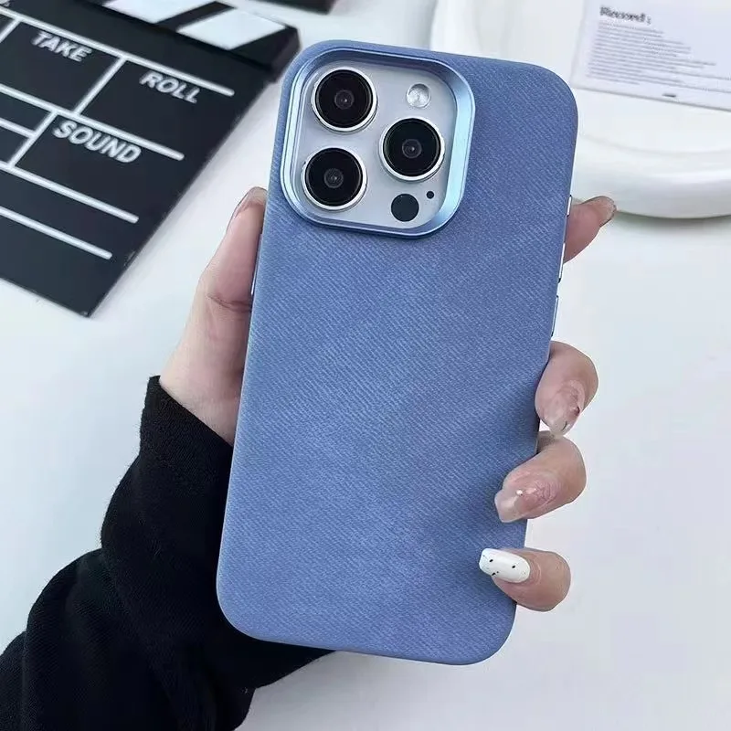 Washed Denim High-Grade Magnetic Shell Cell Phone Case for iPhone 2563