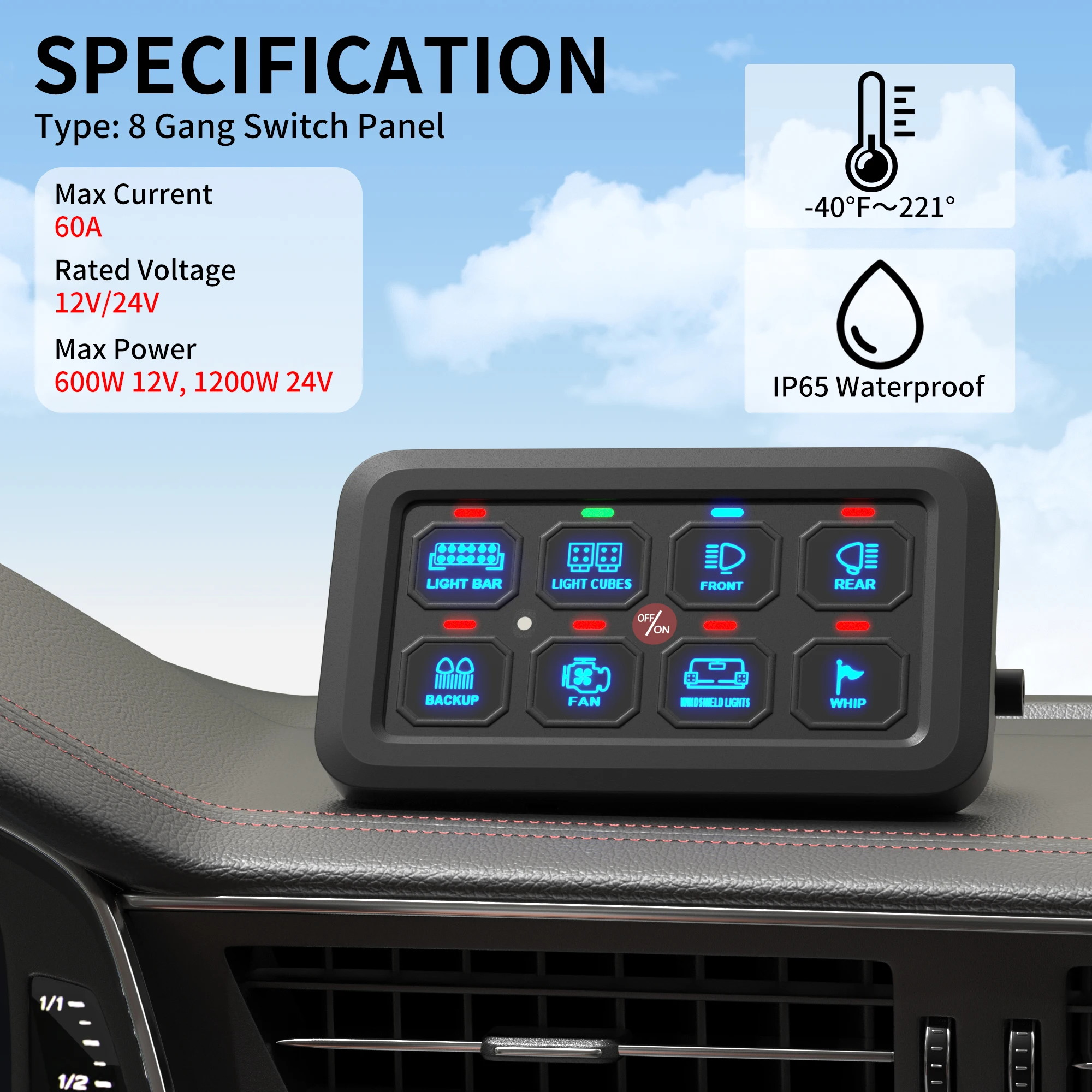 8ギャングスイッチパネルタッチリレーコントロールボックス