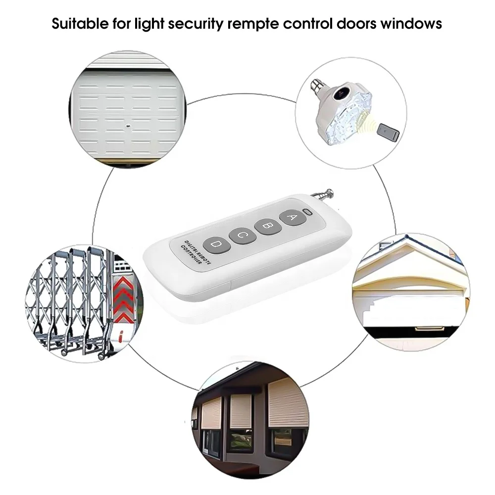 Wireless  Remote Control Switch Garage Door  Remote Switch 4 Button Silicone Remote Control Handheld Transmitter PT224 EV152