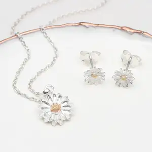 Guangzhou Sterling Silver Earring and Necklace Birth Flower Necklace Sets