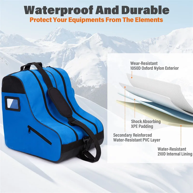 Inline Skate Bag Large Capacity Roller Skate Bag With Adjustable Shoulder Strap Carry Roller Skates for Kids and Adults