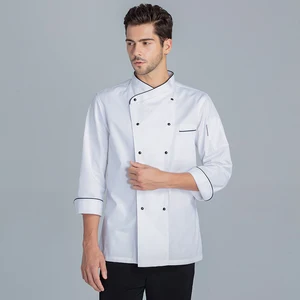 Italian Long Sleeve Mens Breathable Chef Uniforms Hotel Western Cooking Restaurant Chef Wear Coat with Pockets