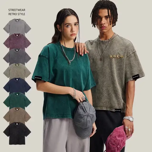 Heavyweight 100% Cotton Crew Neck T-Shirt Oversize Unisex Boxy Cropped Design Custom Printed High Street Mens Style