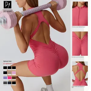 New Cross Back Design Hollow-Out Yoga Jumpsuit Spaghetti Strap Zipper Naked Tight Fitness Full Women Sports Bodysuits&Jumpsuits