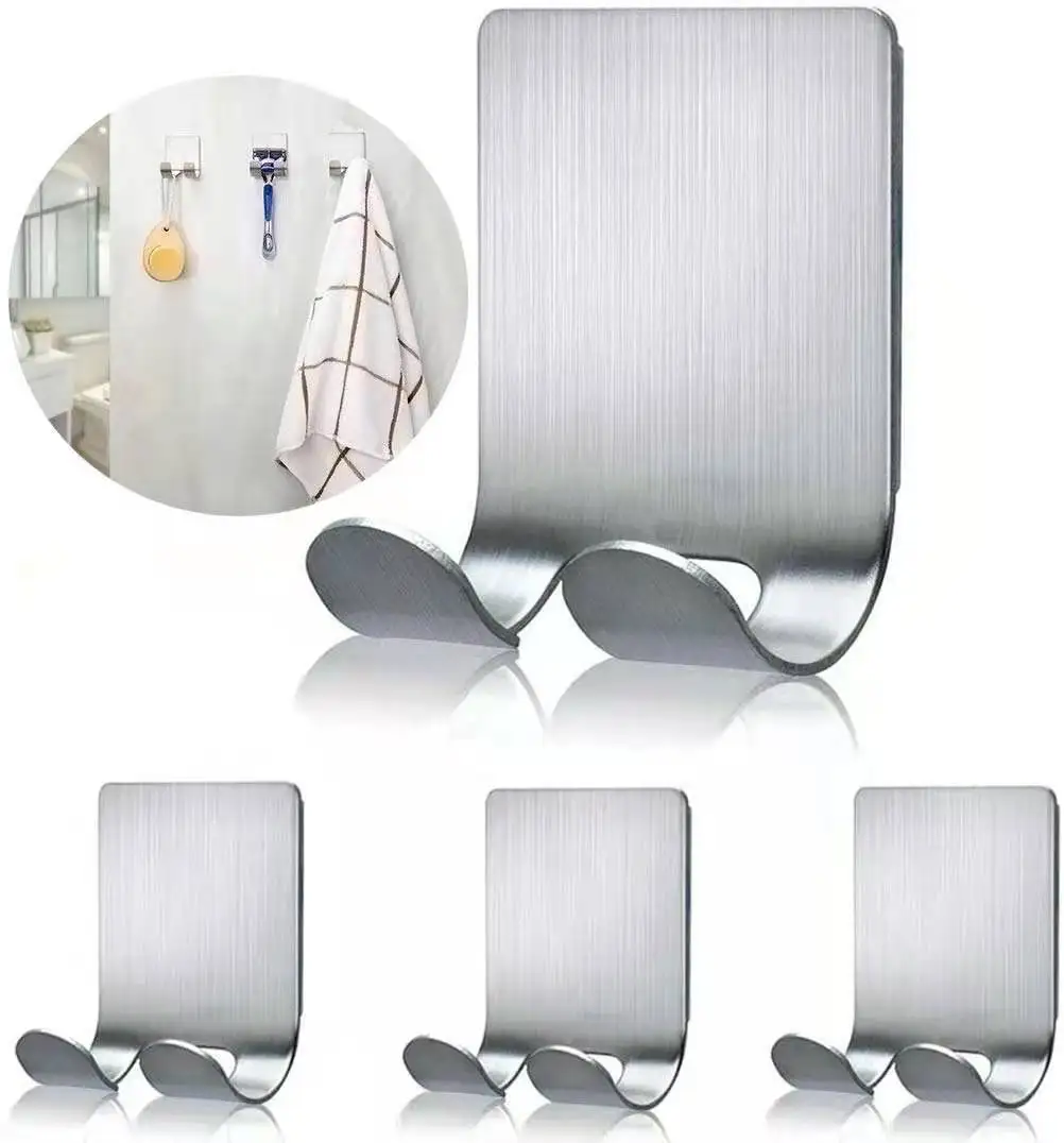 No Punching Double Hook Adhesive Paste Stainless Steel 304 Adhesive Wall Hooks for Bath details