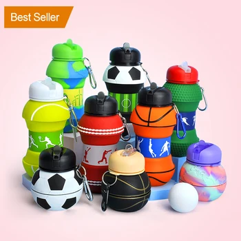 Novelty Drinkware Botella De Agua Sports Soccer Ball Foldable Silikon ...